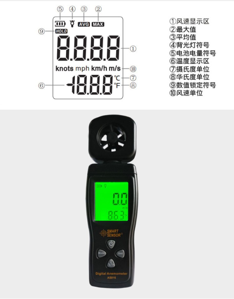 希玛 SMART SENSOR AS816 风速计