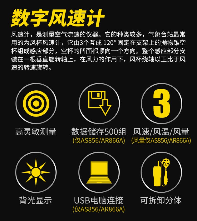 希玛SMART SENSOR AS836分体式风速计