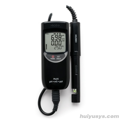 哈纳沃德高量程防水型 pH-EC-TDS-℃测定仪HI991301